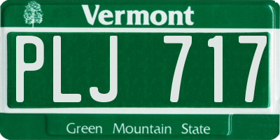 VT license plate PLJ717