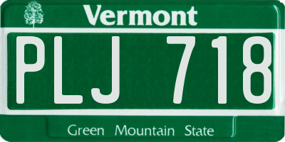 VT license plate PLJ718