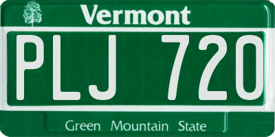 VT license plate PLJ720