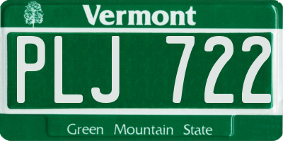 VT license plate PLJ722