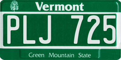 VT license plate PLJ725