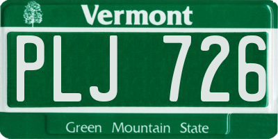 VT license plate PLJ726