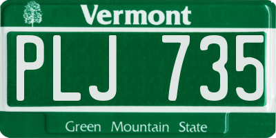 VT license plate PLJ735