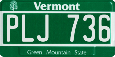 VT license plate PLJ736