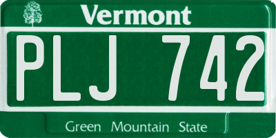 VT license plate PLJ742