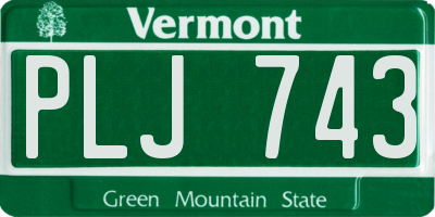 VT license plate PLJ743
