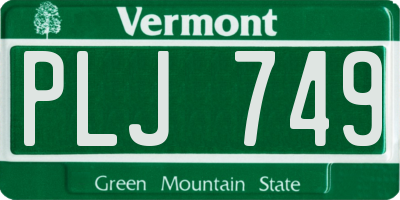 VT license plate PLJ749