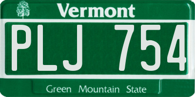 VT license plate PLJ754