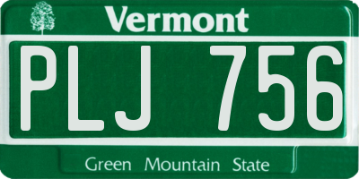 VT license plate PLJ756