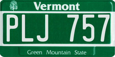 VT license plate PLJ757