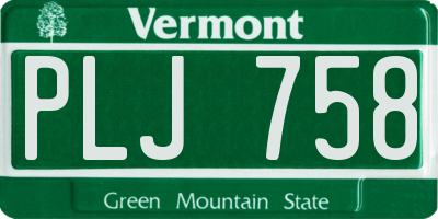 VT license plate PLJ758