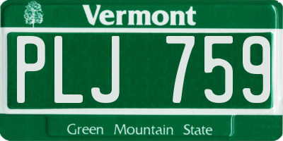 VT license plate PLJ759