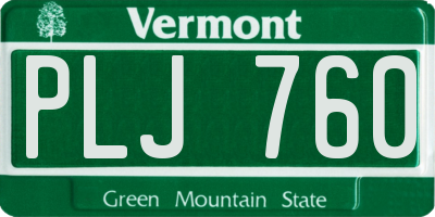 VT license plate PLJ760