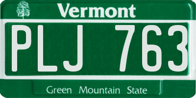 VT license plate PLJ763
