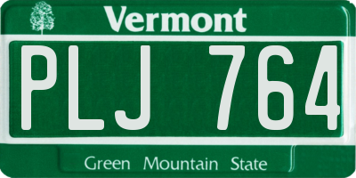 VT license plate PLJ764