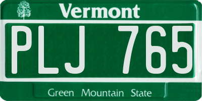 VT license plate PLJ765