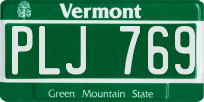 VT license plate PLJ769