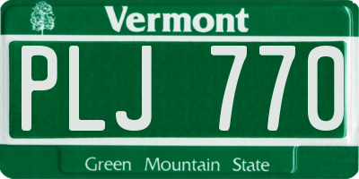 VT license plate PLJ770
