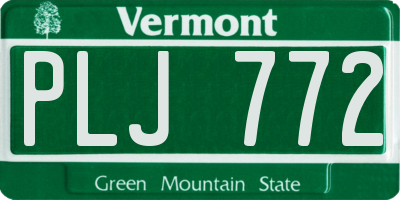 VT license plate PLJ772