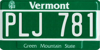 VT license plate PLJ781