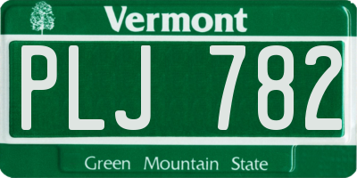 VT license plate PLJ782