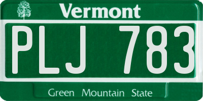 VT license plate PLJ783