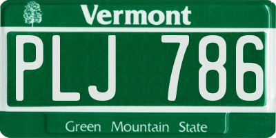 VT license plate PLJ786