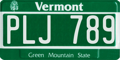 VT license plate PLJ789