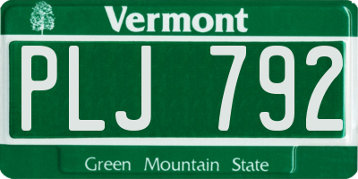 VT license plate PLJ792