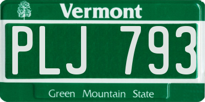 VT license plate PLJ793