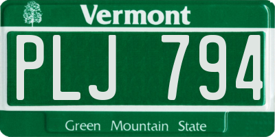 VT license plate PLJ794