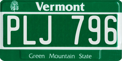 VT license plate PLJ796