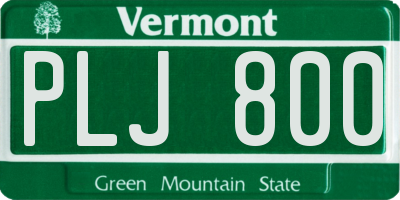 VT license plate PLJ800