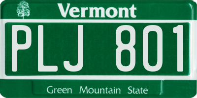 VT license plate PLJ801
