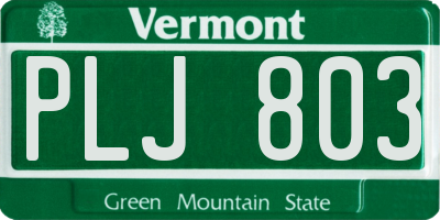 VT license plate PLJ803