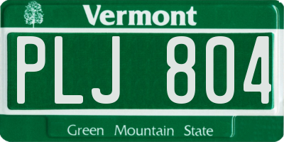 VT license plate PLJ804
