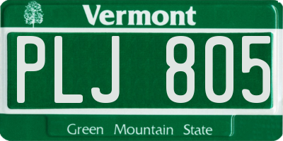 VT license plate PLJ805