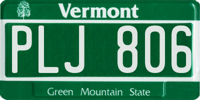VT license plate PLJ806