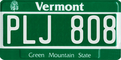 VT license plate PLJ808