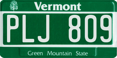 VT license plate PLJ809