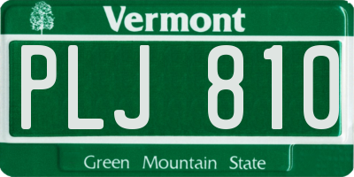 VT license plate PLJ810