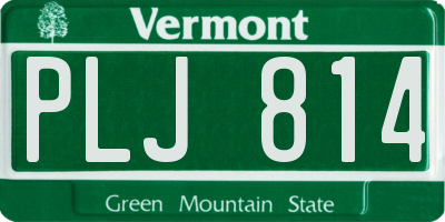 VT license plate PLJ814