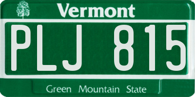 VT license plate PLJ815