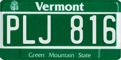 VT license plate PLJ816