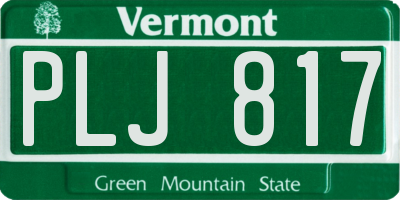 VT license plate PLJ817