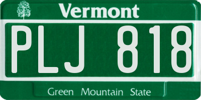 VT license plate PLJ818