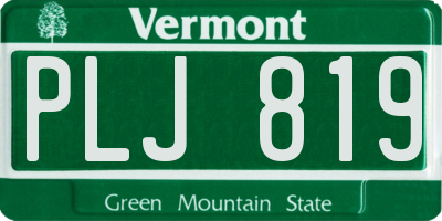 VT license plate PLJ819