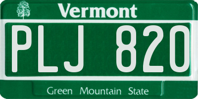 VT license plate PLJ820