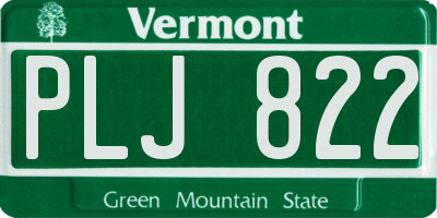 VT license plate PLJ822