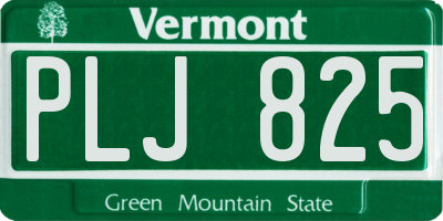 VT license plate PLJ825